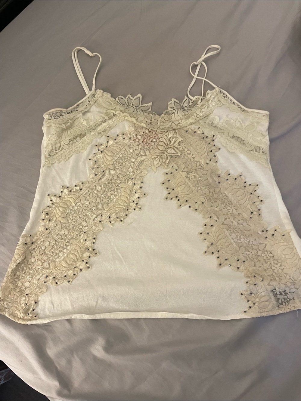 Romeo and Juliet Couture Lacy Cami Off White Size Medium Spaghetti Strap
